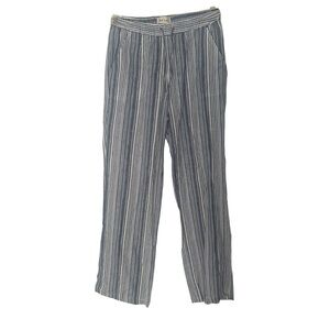 Land ‘n Sea Women’s Blue & White Striped Linen Relaxed Pants w/ Pockets Size S